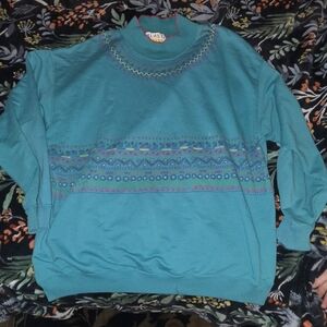 1980s Blast Plus Classic Teal Sweater for Woman